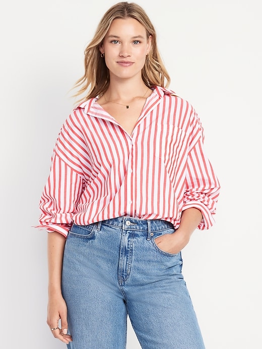 Image number 5 showing, Oversized Button-Down Boyfriend Shirt