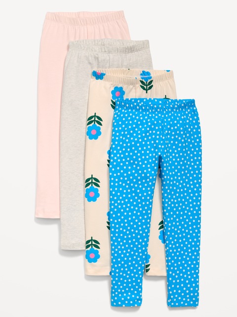 Legging pleine longueur en jersey pour toute-petite fille (paquet de 4) - Bleu Mosaïque