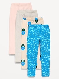Image number 1 showing, 4-Pack Full-Length Jersey Leggings for Toddler Girls