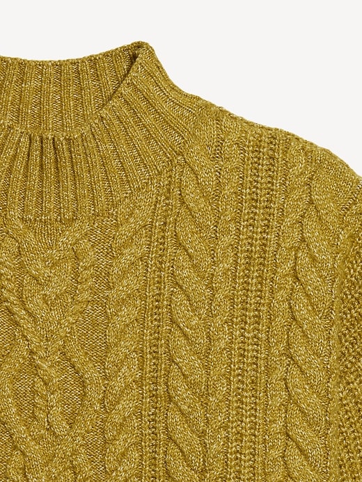 Image number 5 showing, SoSoft Cropped Mock-Neck Cable Sweater