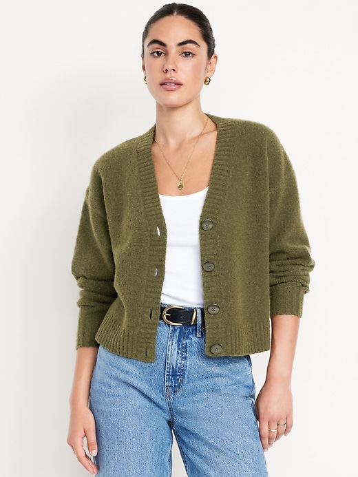 Image number 1 showing, Wool-Blend Slouchy Cardigan Sweater