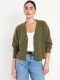 Image number 1 showing, Wool-Blend Slouchy Cardigan Sweater