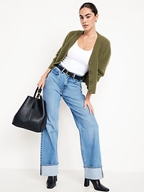 Image number 3 showing, Wool-Blend Slouchy Cardigan Sweater