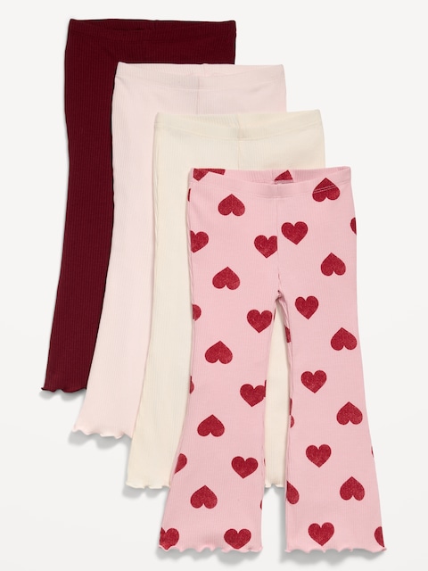 Legging côtelé évasé pour toute-petite fille (paquet de 4) - Rouge Vin
