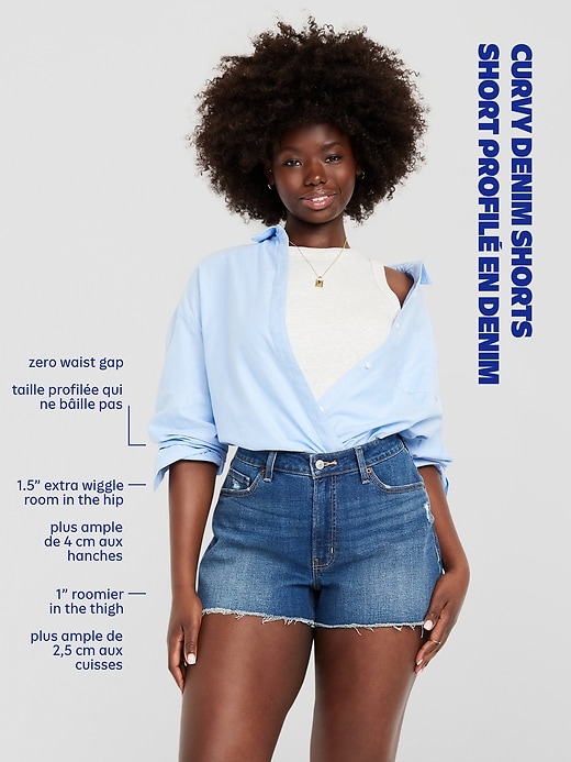 Image number 9 showing, Curvy High-Waisted OG Jean Shorts -- 3-inch inseam