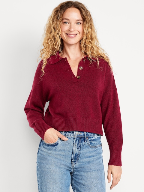 SoSoft Cropped Polo Sweater - Clove