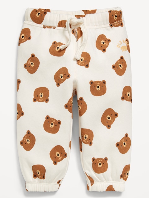 Pantalon en coton ouaté à logo imprimé pour bébé - Ours Brun