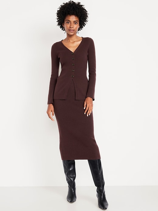 Image number 1 showing, SoSoft Ribbed Midi Sweater Skirt