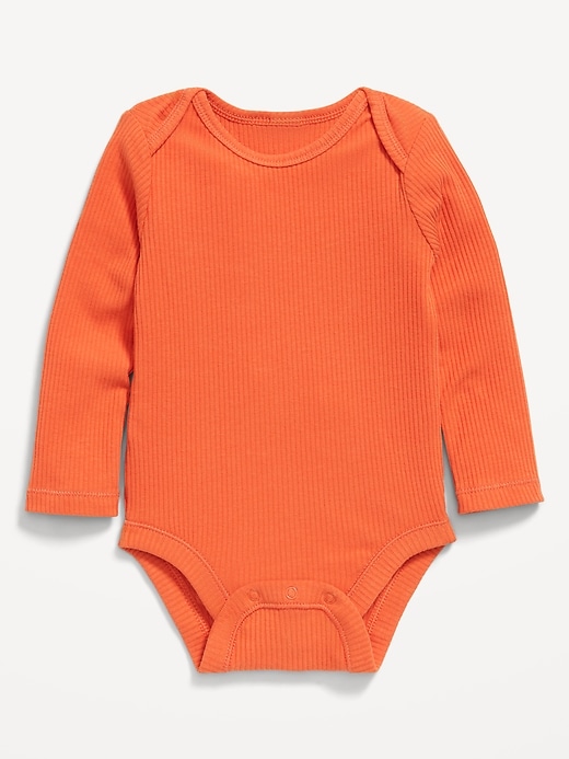 View large product image 1 of 2. Long-Sleeve Unisex Ribbed Bodysuit for Baby