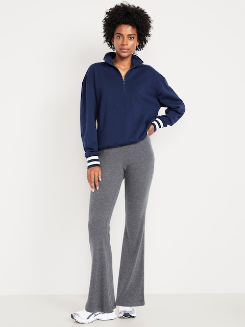 High-Waisted Fashion Ribbed Flare Leggings - Panther