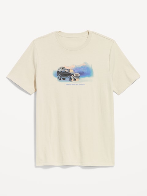 Graphic Crew-Neck T-Shirt - Beige
