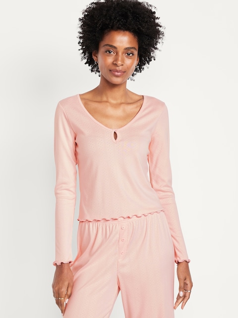 Haut de pyjama douillet à bordure ondulée