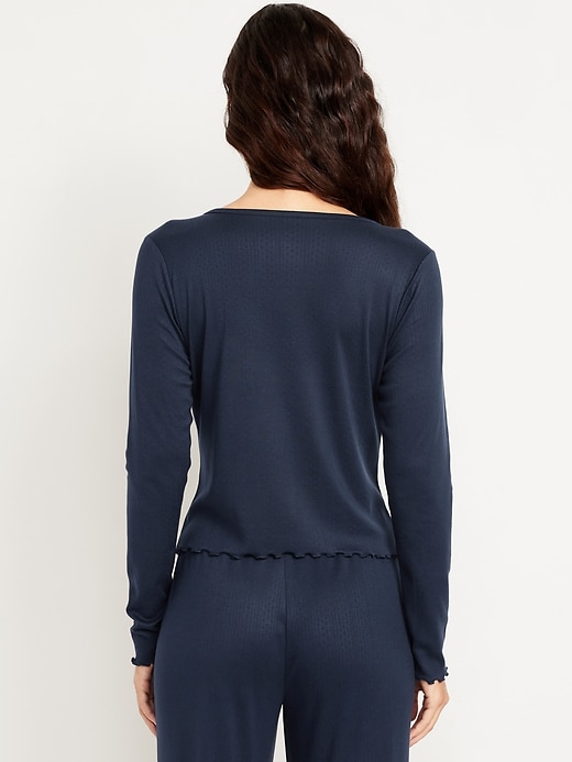 Image number 2 showing, Cozy Lettuce-Edge Pajama Top