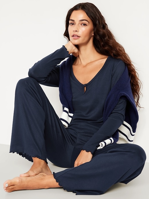 Image number 3 showing, Cozy Lettuce-Edge Pajama Top