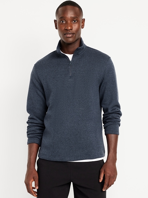 Image number 1 showing, Sweater-Knit Fleece Quarter-Zip Pullover