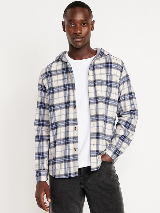 Image number 1 showing, Hooded Plaid Flannel Shirt