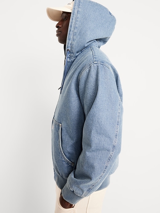 Image number 4 showing, Oversized Denim Zip Hoodie