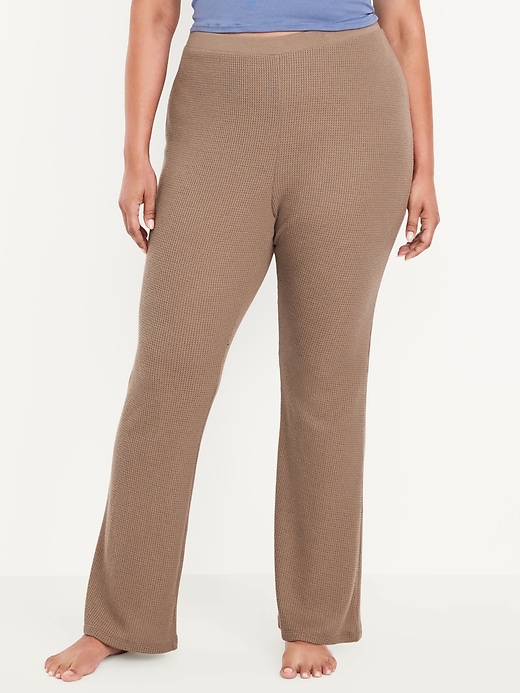Image number 7 showing, High-Waisted Cozy Waffle Flare Pants