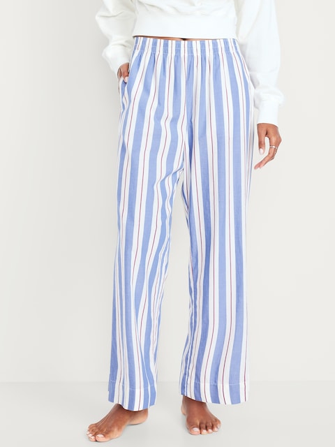 High-Waisted Poplin Pajama Pant - Blue Retro Stripe