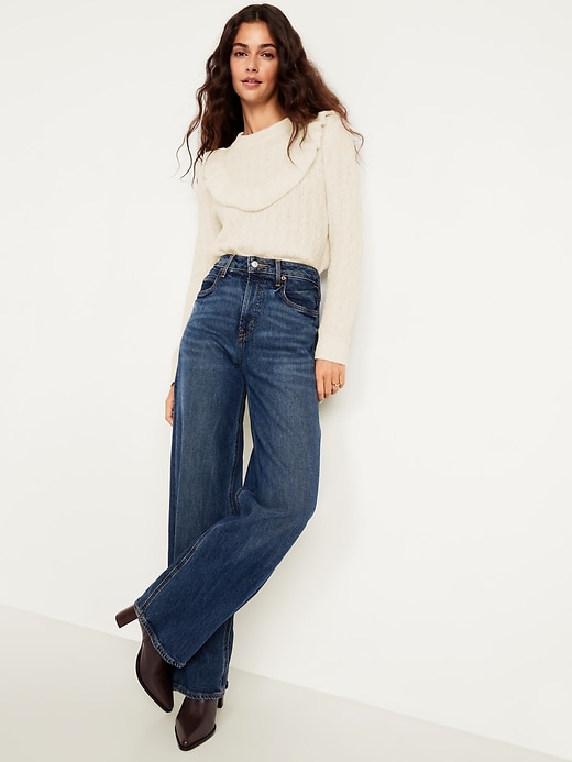 Image number 3 showing, Wool-Blend Cropped Ruffle Sweater