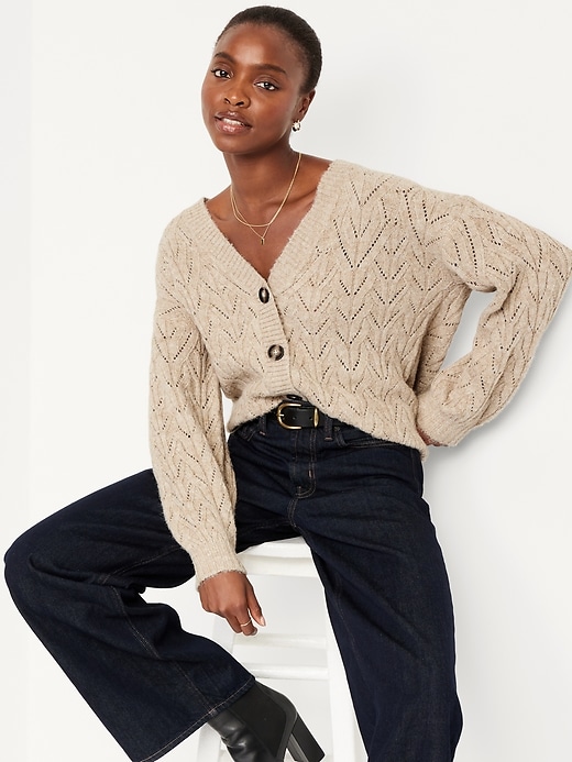 Image number 3 showing, Wool-Blend V-Neck Cardigan Sweater