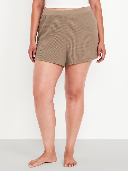 Image number 7 showing, High-Waisted Cozy Waffle Pajama Shorts