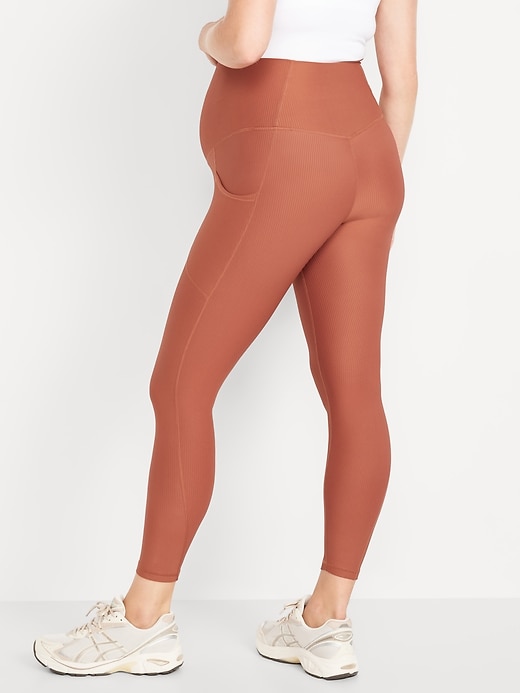 Image number 2 showing, Maternity Full Panel PowerSoft 7/8 Rib Leggings