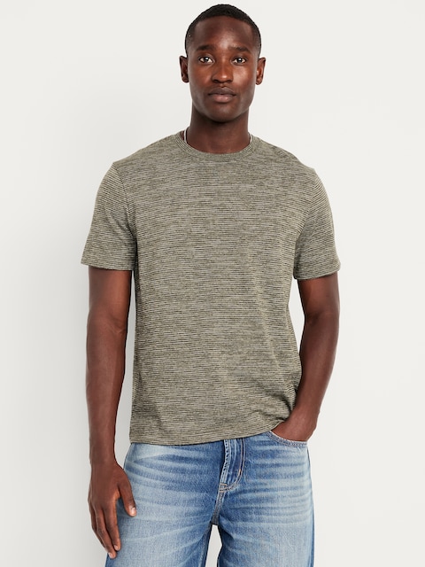 T-shirt ras du cou à rayures - Mini Rayures Vertes