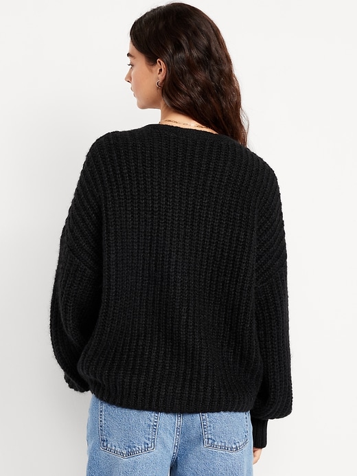 L'image numéro 2 présente Cardigan en mélange de laine à mailles perlées