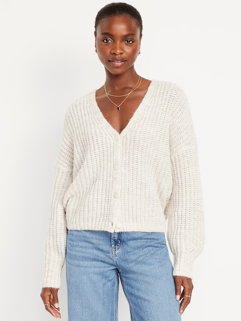 Cardigan en mélange de laine à mailles perlées
