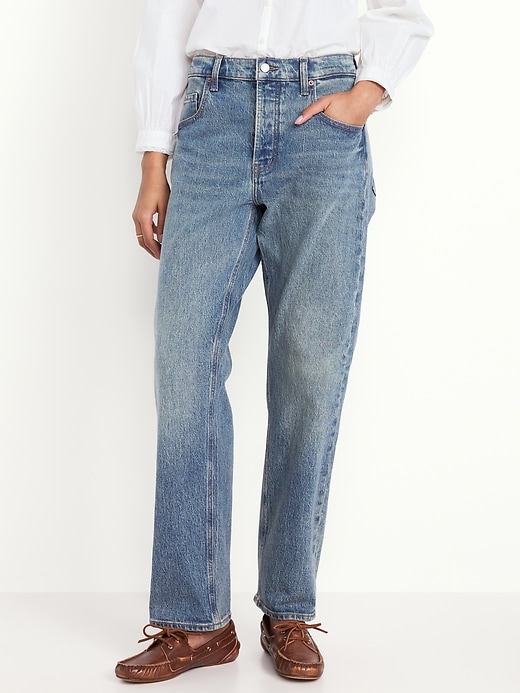 Image number 2 showing, Mid-Rise Slouchy Straight Jeans