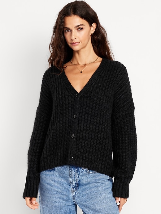 L'image numéro 1 présente Cardigan en mélange de laine à mailles perlées