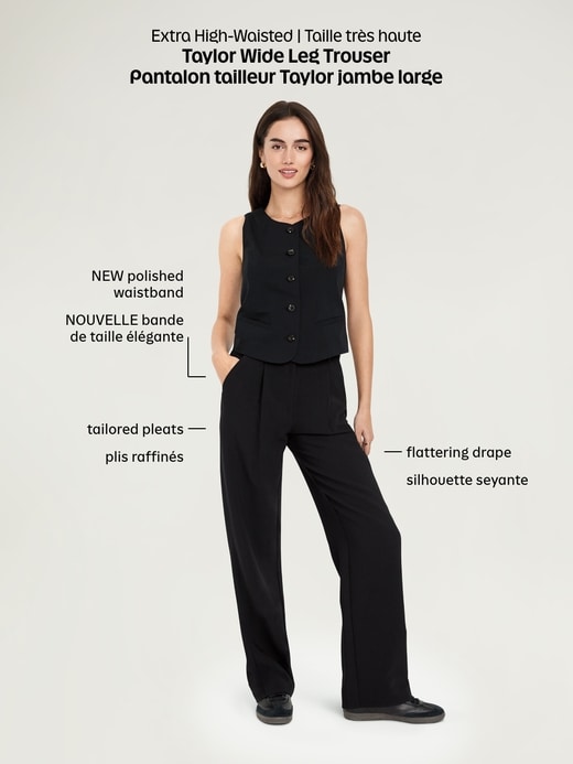 L'image numéro 6 présente Pantalon de tailleur Taylor à taille très haute et à jambe large