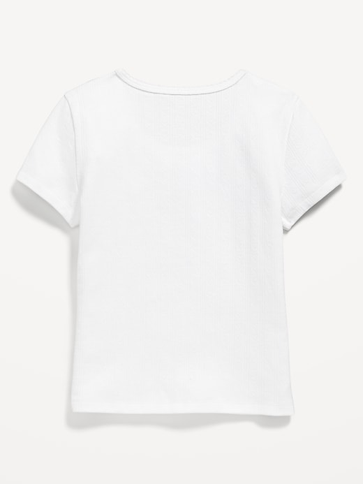 L'image numéro 3 présente Haut henley à manches courtes en tricot ajouré pour fille