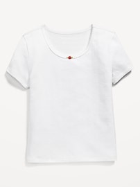 L'image numéro 2 présente Haut henley à manches courtes en tricot ajouré pour fille