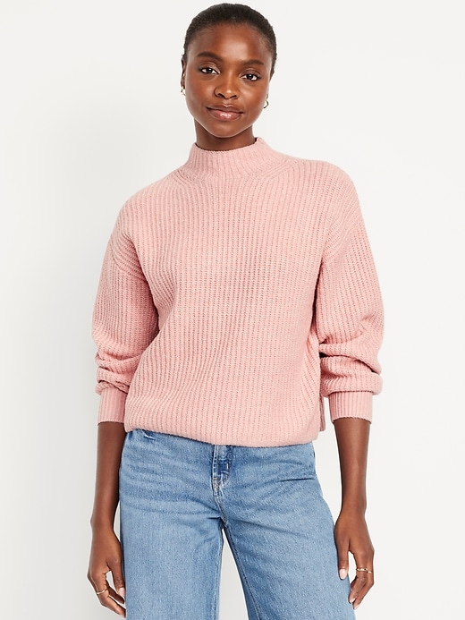 Image number 1 showing, SoSoft Cropped Mock-Neck Sweater