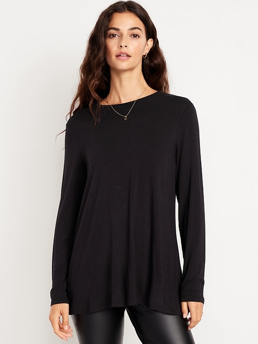 Image number 1 showing, Luxe Long-Sleeve Crew-Neck Tunic
