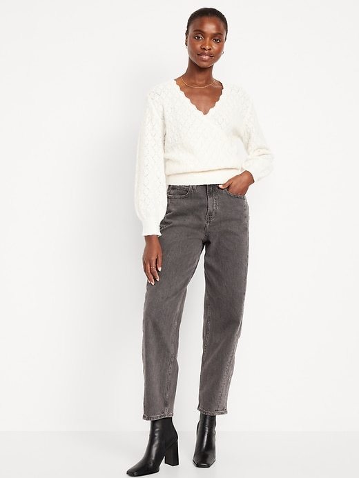 Image number 1 showing, High-Waisted Barrel Ankle Jeans