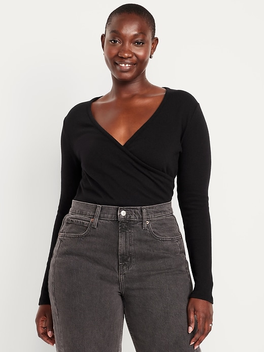 Image number 4 showing, Long-Sleeve Wrap-Front Top