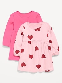 L'image numéro 1 présente Robe ajustée et évasée à manches longues pour toute-petite fille (paquet de 2)