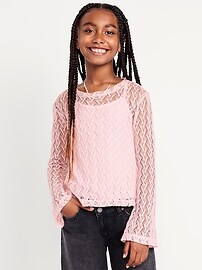 Image number 1 showing, 2-In-1 Textured Knit Top for Girls