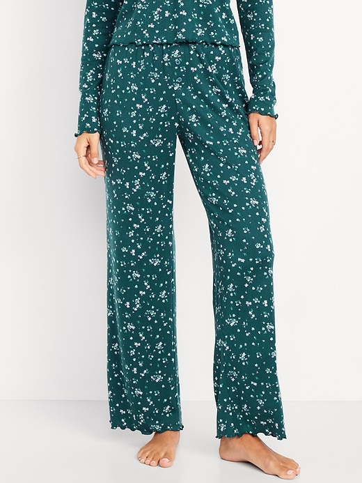 Image number 1 showing, High-Waisted Cozy Rib Pajama Pants
