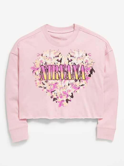 Image number 1 showing, Nirvana™ Long-Sleeve Cropped T-Shirt for Girls