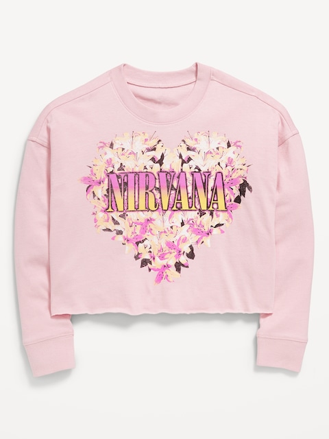 Nirvana™ Long-Sleeve Cropped T-Shirt for Girls - Fairytale Rose