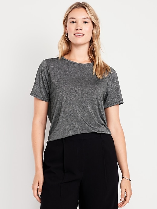 L'image numéro 4 présente T-shirt ras du cou luxueux scintillant