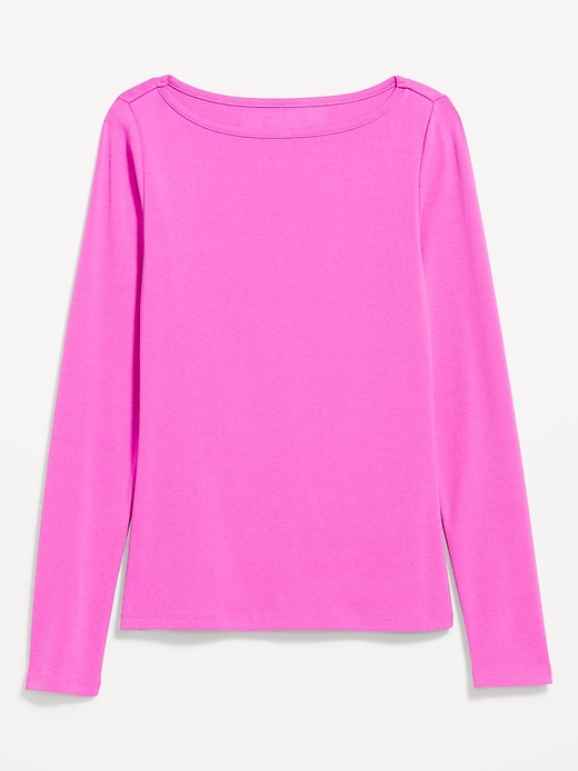 L'image numéro 4 présente T-shirt ajusté à manches longues et à encolure bateau