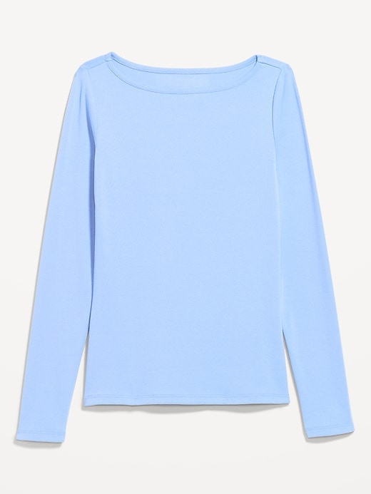 L'image numéro 4 présente T-shirt ajusté à manches longues et à encolure bateau