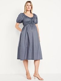 Image number 1 showing, Maternity Puff-Sleeve Midi Dress