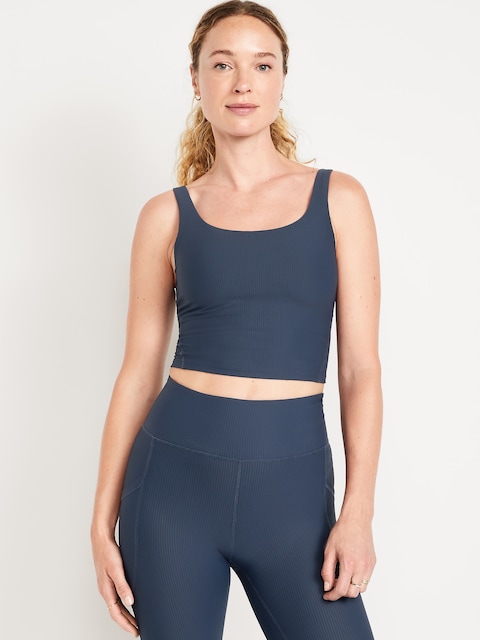 Light Support PowerSoft Rib Longline Sports Bra - Dusk Navy