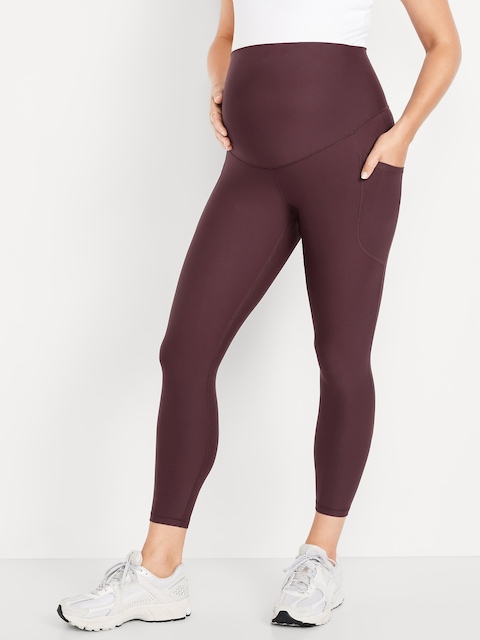 Maternity Full-Panel PowerSoft 7/8 Leggings - Dark Sepia